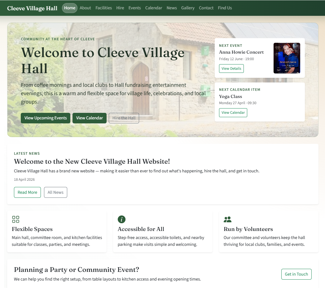 Cleeve Village Hall Website