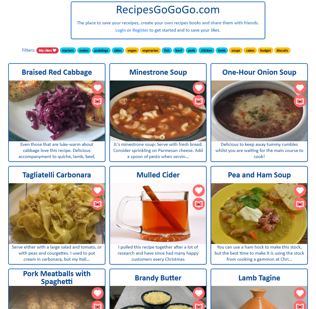 Recipes Go Go Go Website